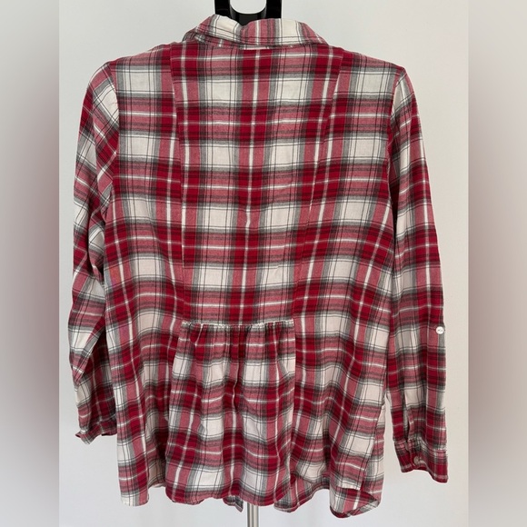 Dressbarn Red Plaid Button-Up Shirt | Size 1X | Classic Cozy Style - Picture 2 of 4